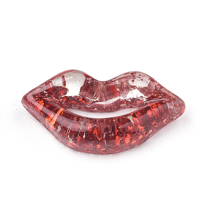 Resin Cabochons, with Glitter Powder, Lip
