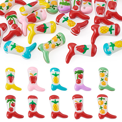20Pcs 10 Styles Boot Baking Paint Glass Enamel Beads