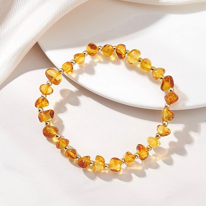 Эластичные браслеты из натуральных янтарных бусин для женщин