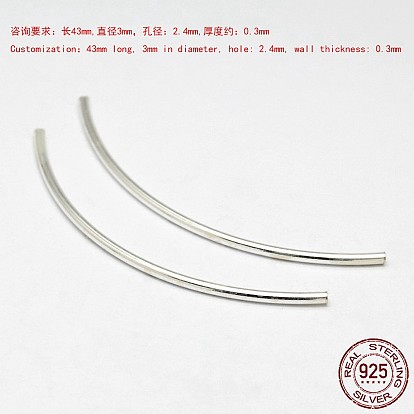 925 perles en tube incurvé en argent sterling