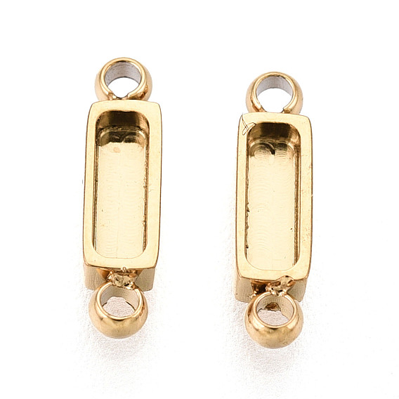 304 оправы для кабошонов из нержавеющей стали, прямоугольные, ионное покрытие (ip)