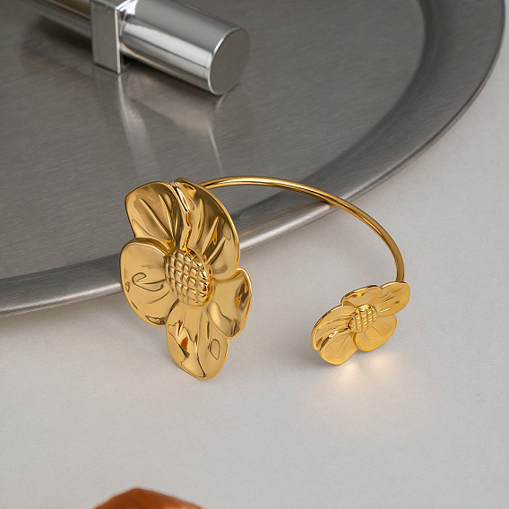 304 из нержавеющей стали манжеты браслеты, браслеты на концах для женщин, подсолнечник