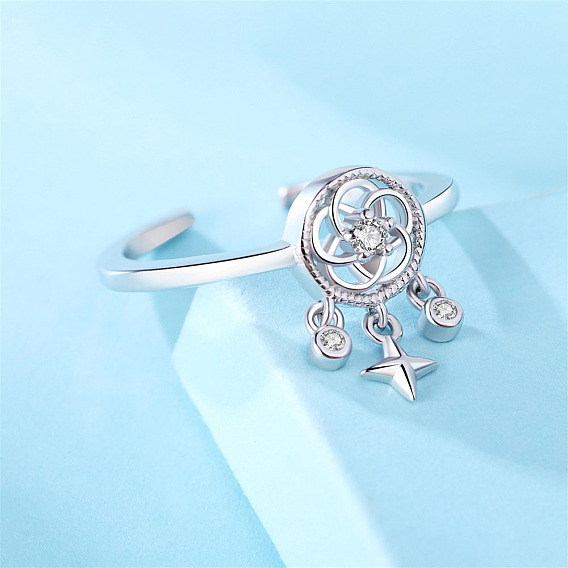 925 кольца манжеты из серебра микропаве фианит, тканая сетка, регулируемый, с печатью s925