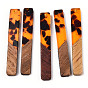 Transparent Resin & Walnut Wood Big Pendants, Rectangle Charms