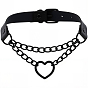 Colliers ras du cou en simili cuir style punk, avec le coeur en alliage