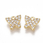 Brass Micro Pave Cubic Zirconia Charms, Nickel Free, Real 18K Gold Plated, Butterfly, Clear