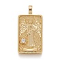 Brass Micro Pave Clear Cubic Zirconia Pendants, Real 18K Gold Plated, Long-Lasting Plated, Tarot Card Charms