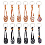12 pièces 2 couleurs fil de coton ciré macramé pochette pendentif décorations, avec une reliure à anneaux en fer pour cahiers à feuilles mobiles et des perles en bois