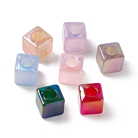 Opaque Acrylic Beads, AB Color, Cube