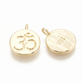 Латунь прелести, плоские круглые с Ом, без никеля , реальный 18 k позолоченный