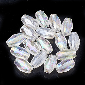 Perles acryliques transparentes, de couleur plaquée ab , facette, ovale