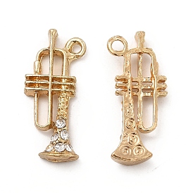 Colgantes de diamantes de imitación de aleación de chapado en rack, sin cadmio y níque y plomo, encantos de instrumentos musicales