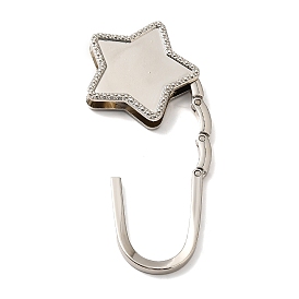 Zinc Alloy Bag Hangers, Foldable Purse Hooks, with Brass Nail, Star