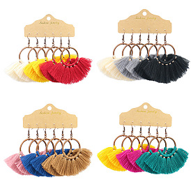 Fashion Circle Pendant Earrings with Colorful Tassels and Elegant Style