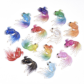 Акриловые подвески с УФ печатью, с дном распылительной краски, золотая рыбка