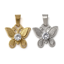304 подвески из нержавеющей стали с кубическим цирконием, бабочка, 