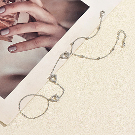 Elegantes pulseras de eslabones de latón con microengaste de circonitas cúbicas transparentes para mujer.