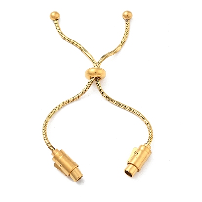 Регулируемый 304 круглый браслет-змейка из нержавеющей стали, с застежками-кнопками и силиконовыми бусинами, ионное покрытие (ip)