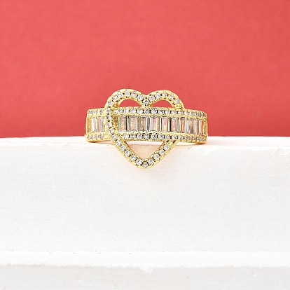 Манжеты из латуни с микро паве кубический цирконий для женщин, без кадмия и без свинца, сердце