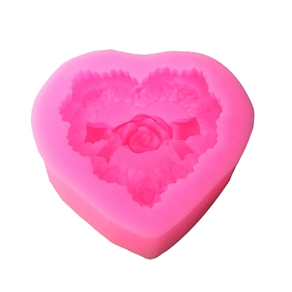Food Grade Heart Shaped Rose DIY Silicone Fondant Molds, Resin Casting Molds, for Chocolate, Candy Making