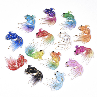 Акриловые подвески с УФ печатью, с дном распылительной краски, золотая рыбка