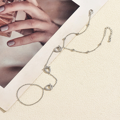 Elegantes pulseras de eslabones de latón con microengaste de circonitas cúbicas transparentes para mujer.