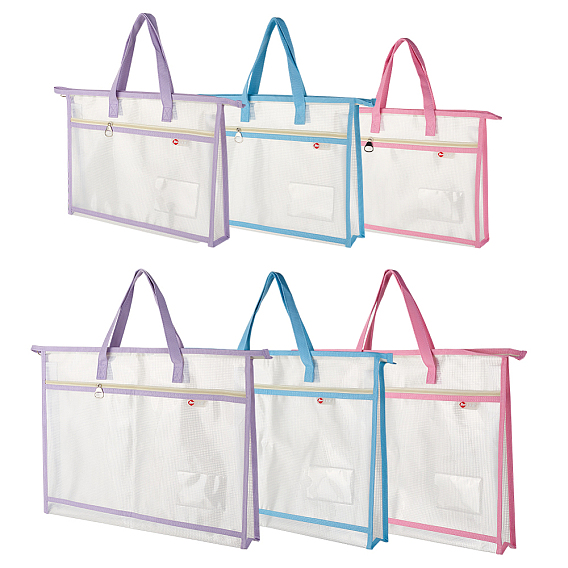 6 шт. 6 стили прямоугольные карманы для файлов из ПВХ, с застежкой-молнией и бумагой