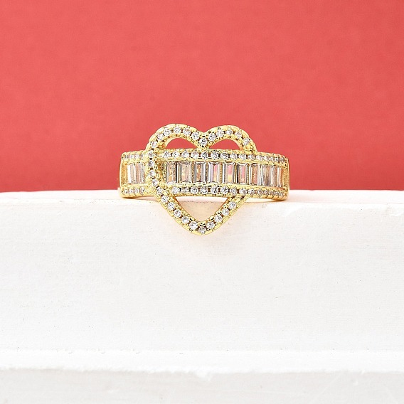 Манжеты из латуни с микро паве кубический цирконий для женщин, без кадмия и без свинца, сердце