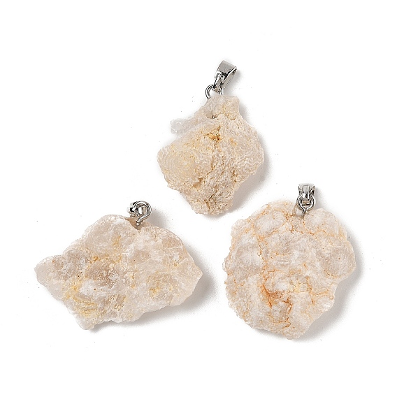 Подвески из необработанного натурального агата друзы, подвески-самородки с тоновой нержавеющей сталью, фурнитура из нержавеющей стали