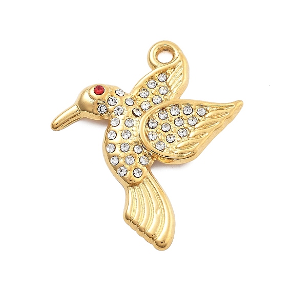 304 из нержавеющей стали Кристалл Rhinestone подвески, очарование птицы, вакуумное покрытие pvd