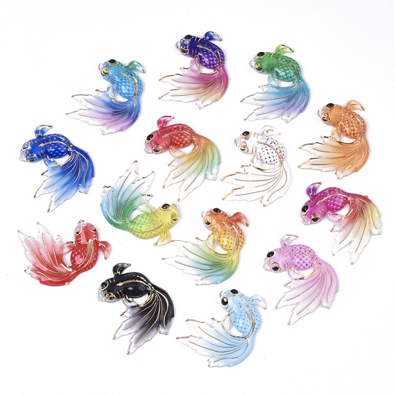 Акриловые подвески с УФ печатью, с дном распылительной краски, золотая рыбка
