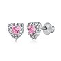 925 Sterling Silver Micro Pave Cubic Zirconia Heart Stud Earrings for Woman, Real Platinum Plated