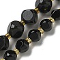 Натуральные бусины из черного оникса (окрашенные и нагретые), с бисером, граненые, игральная кость