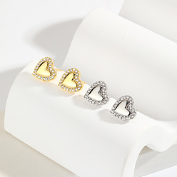 18K Gold Plated Copper Sweetheart Earrings with CZ Stones - Hypoallergenic and Long-Lasting Color Heart-Shaped Studs for Girls