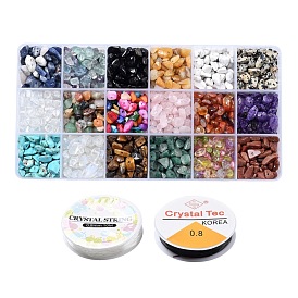 DIY Halskette / Armband Schmuck Sets Kits, mit gemischten Edelstein-Chipperlen und elastischem Kristallfaden
