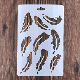Plastic Painting Stencils, Drawing Template, for DIY Scrapbooking, Feather