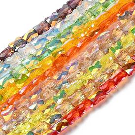 Transparent Electroplate Glass Beads Strands, AB Color Plated, Faceted, Bamboo
