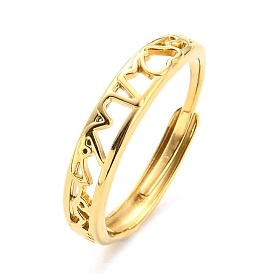 304 Stainless Steel Twist Wave Hollow Adjustable Ring for Women