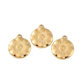 Ion Plating(IP) 304 Stainless Steel Pendants, Flat Round Charm