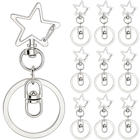 18шт. сплав поворотные застежки для брелка, Сердце и звезда