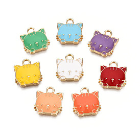 Eco-Friendly Zinc Alloy  Pendants, with Enamel, Cat Shape, Cadmium Free & Nickel Free & Lead Free