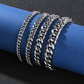 304 Stainless Steel Cuban Link Chain Bracelets for Men