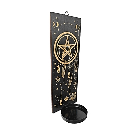 Witchcraft Theme Wall Wooden Candle Mounted Holder, Rectangle