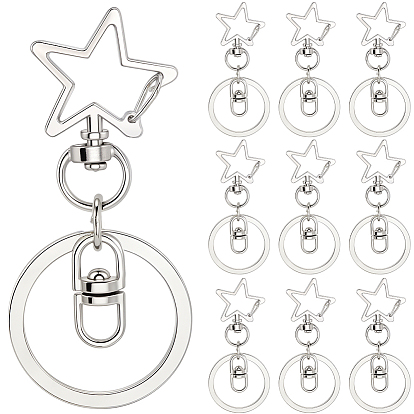 18шт. сплав поворотные застежки для брелка, Сердце и звезда
