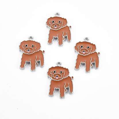 Crémaillère placage pendentifs en émail d'alliage, sans plomb & sans nickel & sans cadmium , chien en peluche
