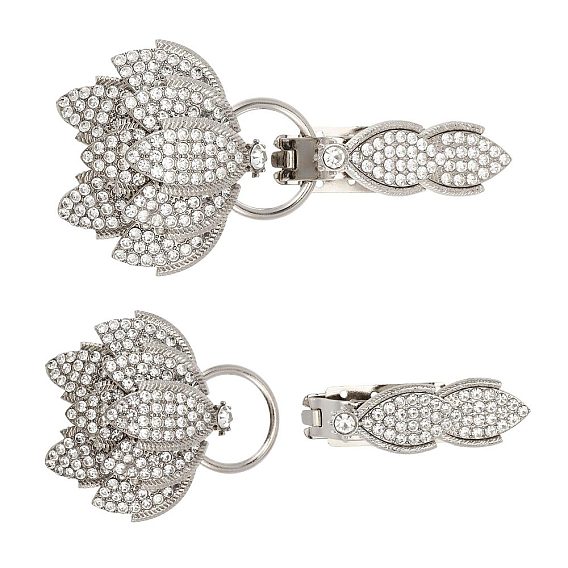 2Fermoirs à pression en alliage de strass à motif floral (pièces), accessoires pour manteaux