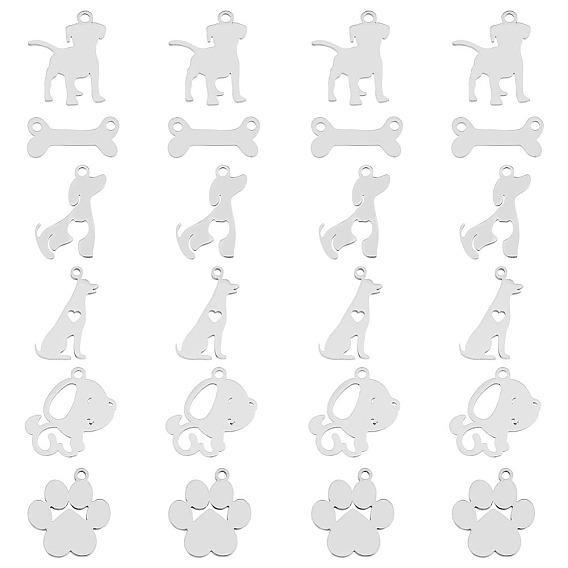 24 шт 6 стиль 201 подвески из нержавеющей стали, отпечатки собачьих лап и собак