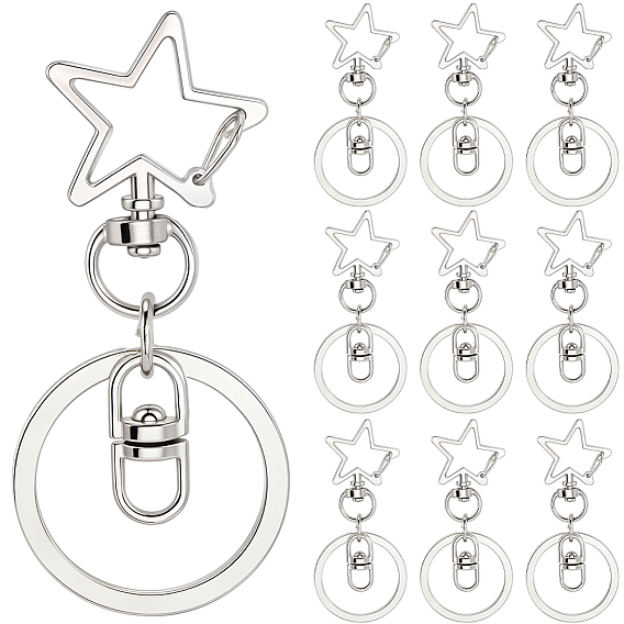 18шт. сплав поворотные застежки для брелка, Сердце и звезда