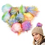 10Pcs 2 Colors Faux Fox Fur Soft Pompom Ball, with Elastic Loop, for Hats Shoes Scarves Bag Charms Accessories