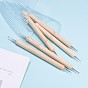 Double Different Head Nail Art Dotting Tools, UV Gel Nail Brush Pens, Wood Handle & Stainless Steel Pen Head